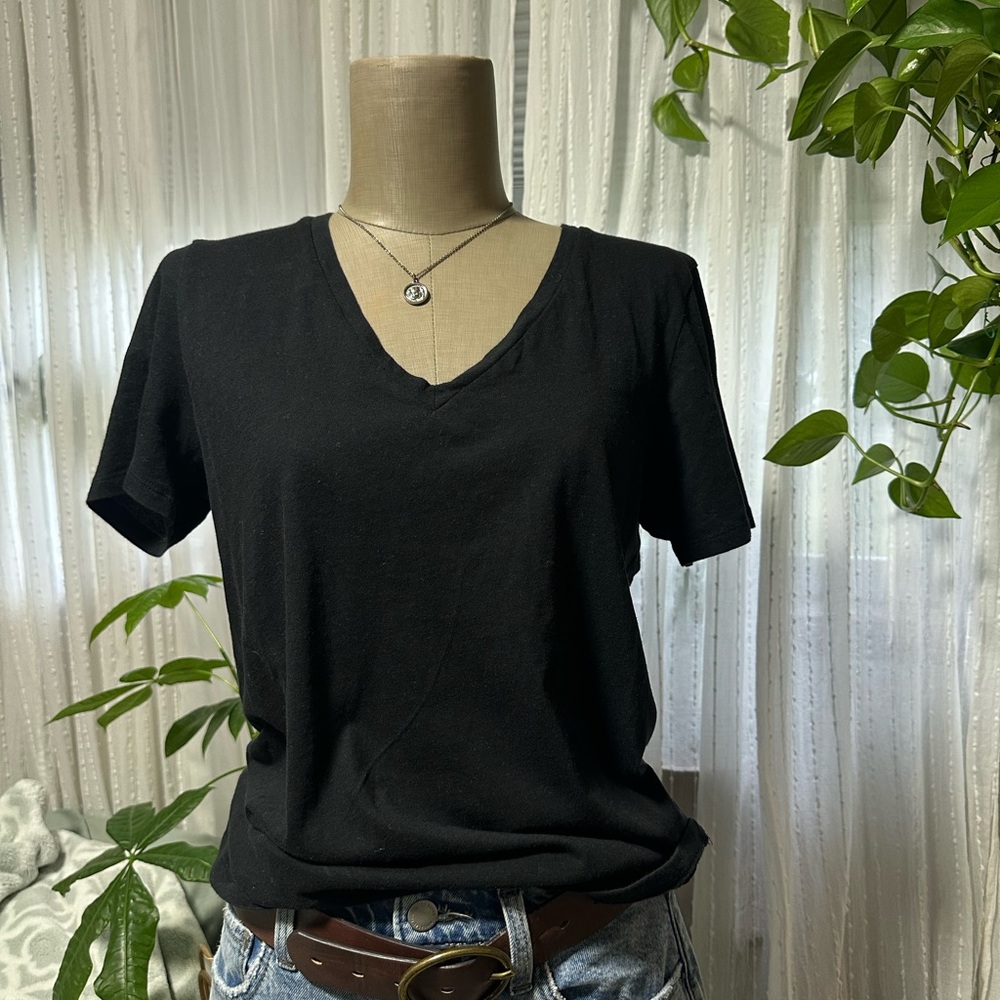 Elegant Black V-Neck Women's Tee